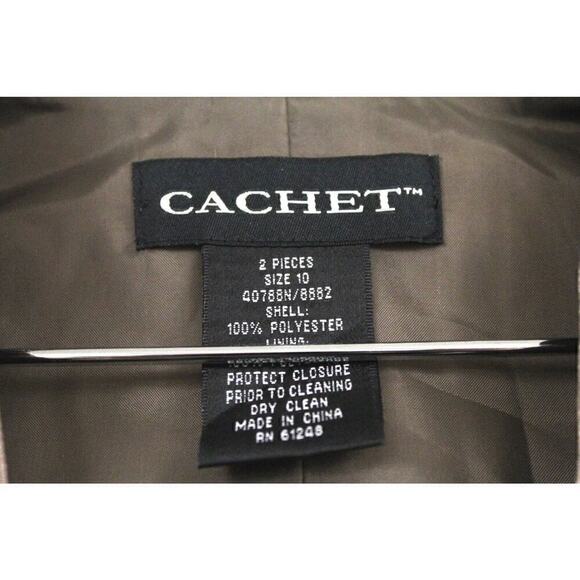VTG CACHET 2 PC. DRESS WITH JACKET SZ 10 MOB Maxi Embroidered Sequin Bronze NWOT - Picture 8 of 9